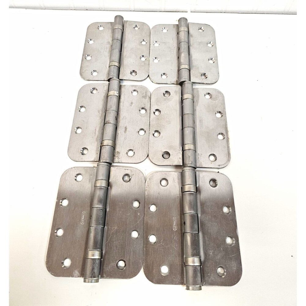 Stanley 4.5inch Mortise Butt Door Hinges Satin Silver w/ Screws, Pack of 6